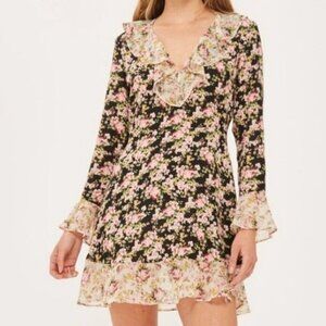 Topshop Ditsy Floral V-neck Ruffle Dress 6